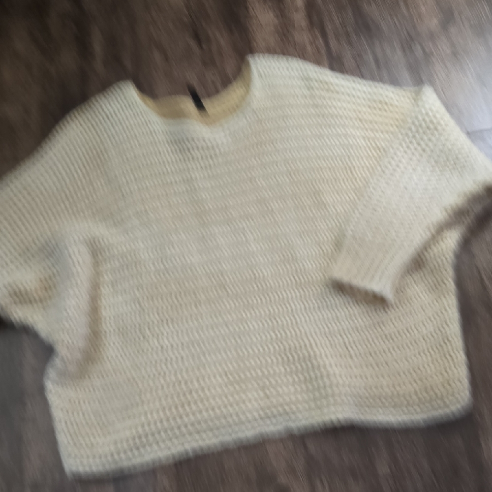VENTI6 Cozy Cream Knit Sweater batwing‎ Made In Italy Moher Blend Sz M Oversized